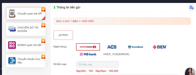 Thông tin tài khoản ngân hàng của Sv368