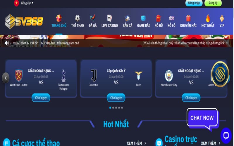 Sàn cá cược Sv368 hiện nay