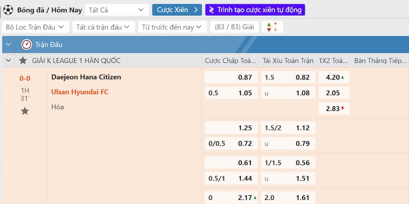 Sân chơi về cá độ bóng đá